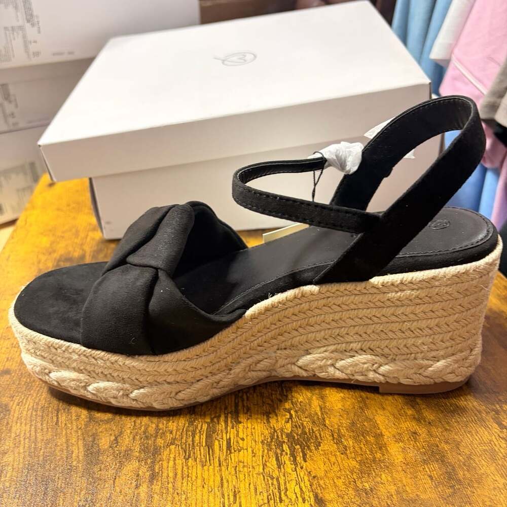 The Drop Espadrille Wedge Sandal Size 9.5 Black
